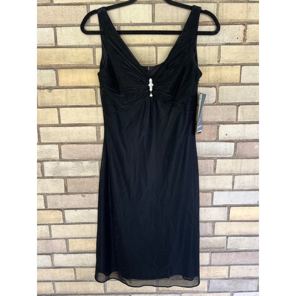 Onyx Nite Black Shimmer Rhinestone Cocktail Dress Sz 6 NWT Y2K Vintage Deadstock